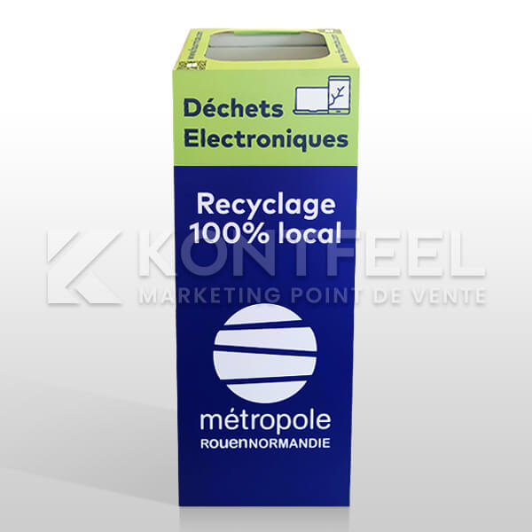 Box poubelle de tri en carton recyclable personnalisée